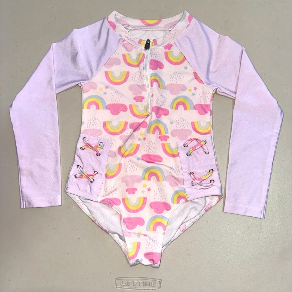 Rainbow long sleeve bathing suit size 5T